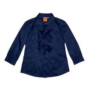 Tory Burch Women's Ruffled 3/4 Sleeve Button Down Blouse